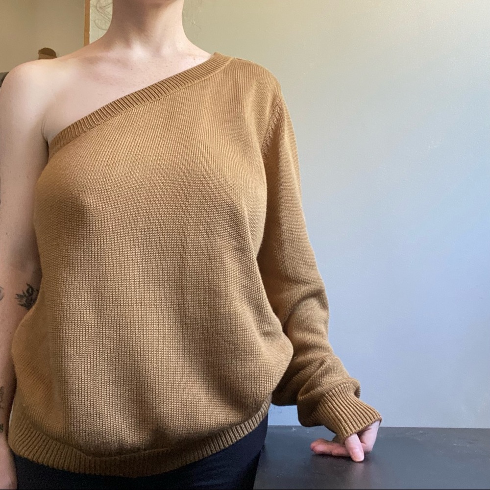 MICHAEL Michael Kors One Shoulder Sepia Sweater